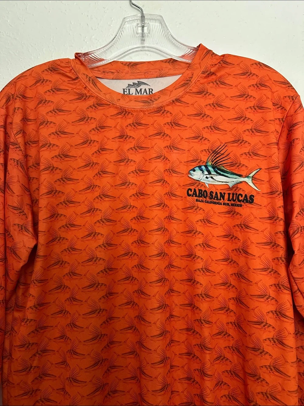El Mar Men's Orange Long-Sleeve Rash Guard Swim Shirt